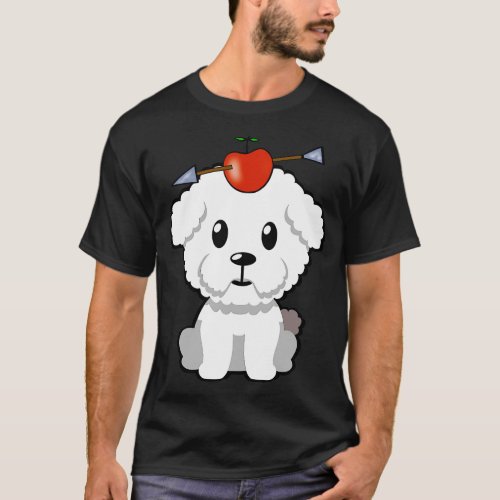 Cute dog has an apple and arrow on head T_Shirt
