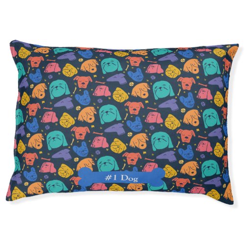 Cute Dog Heads Bones and Balls Pet Bed