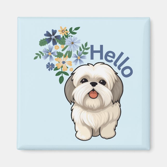 Cute Dog Hello Magnet  (Front)