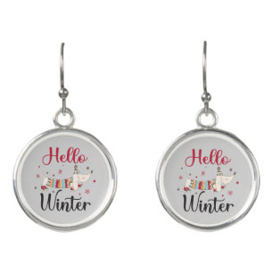Cute Dog Hello Winter  Earrings