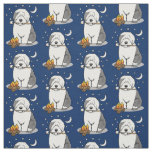 Cute Dog Hiker Camper Old English Sheepdog Gray 1 Fabric
