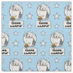 Cute Dog Hiker Camper Old English Sheepdog Gray 1 Fabric