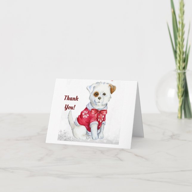 Cute Dog Holiday Thank-You Card (Front)