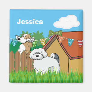 Cute Dog House Neighbors Cartoon Personalized Magnet