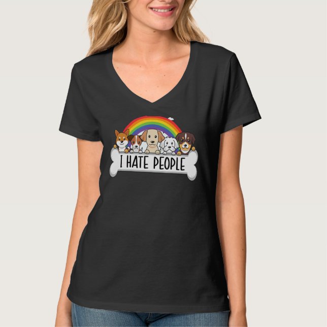 Cute Dog - I Hate People T-Shirt (Front)