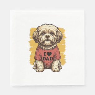 Cute Dog I Love Dad Vintage Engraving Vector Desig Napkins
