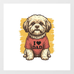 Cute Dog I Love Dad Vintage Engraving Vector Desig Window Cling