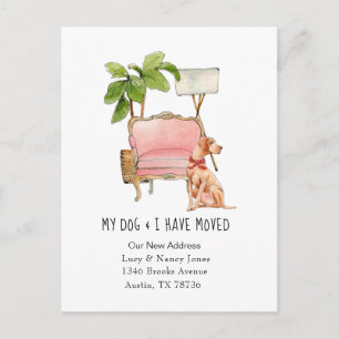 Cute "dog & I moved" moving announcement Postcard