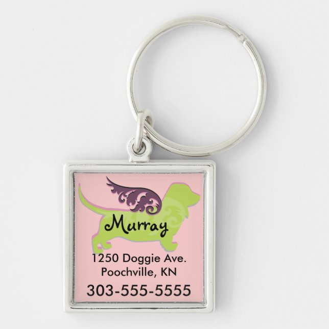 Cute Dog ID Tags Keychain (Front)