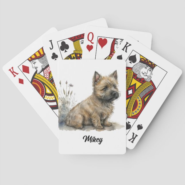 Cute Dog Illustration - Cairn Terrier Poker Cards (Back)