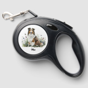 Cute Dog Illustration - Collie Retractable Pet Leash