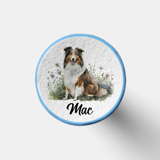Cute Dog Illustration - Collie with Name Golf Tees