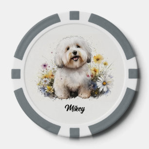 Cute Dog Illustration - Coton de Tulear Poker Chips