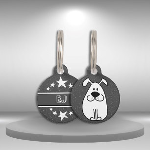 Cute Dog Illustration Fun and Simple Pet Accessory ID Tag