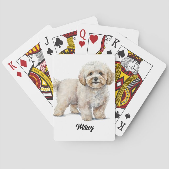 Cute Dog Illustration - Maltipoo Poker Cards (Back)