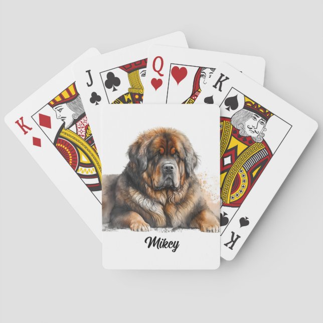 Cute Dog Illustration - Mastiff  Poker Cards (Back)
