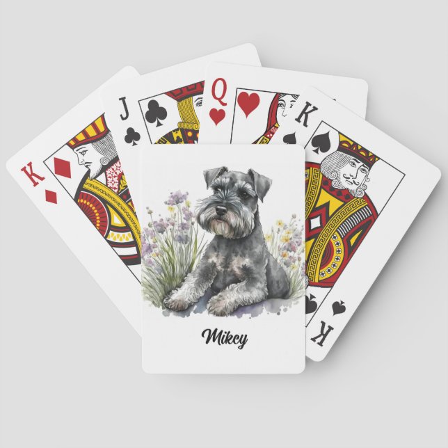 Cute Dog Illustration - Schnauzer -  Poker Cards (Back)