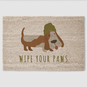 Cute Dog in a Beanie/Cap customized Fiber Doormat