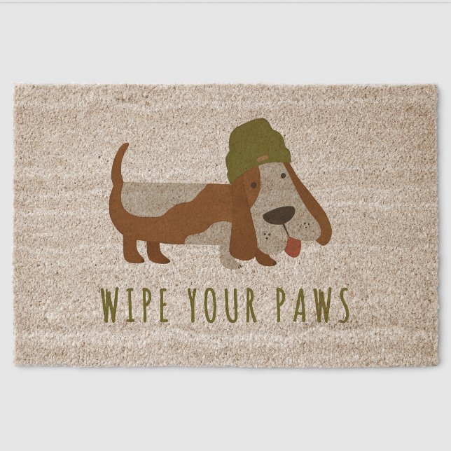 Cute Dog in a Beanie/Cap customized Fiber Doormat (Front)