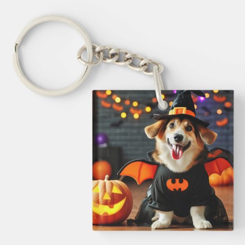 Cute dog in a Halloween costume Keychain