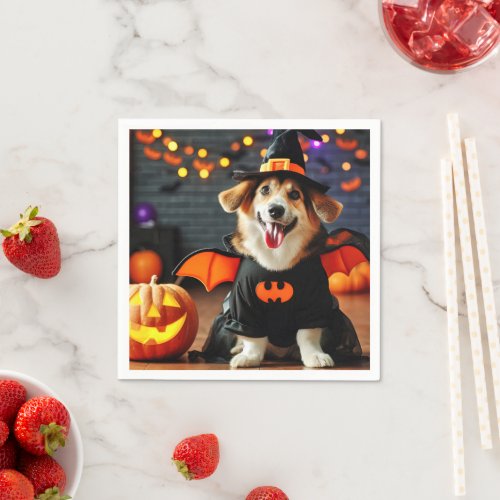 Cute dog in a Halloween costume Napkins