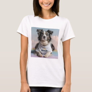 Cute Dog in a "Namaste" T-Shirt on a Yoga Mat