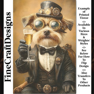 Cute Dog `In A Suit Toasting Cheers AH3Z Decoupage Tissue Paper