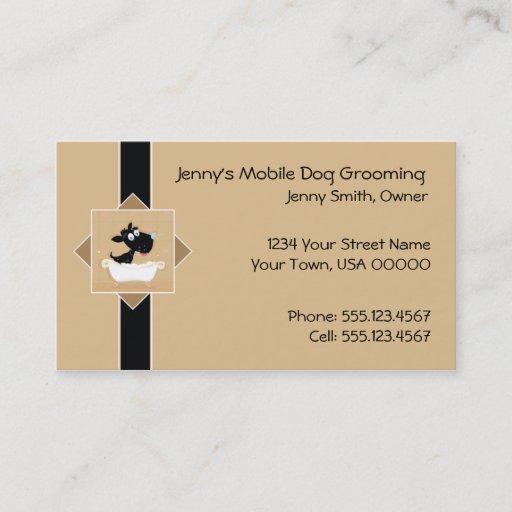 Customizable Cute Mobile Dog Grooming Business Card