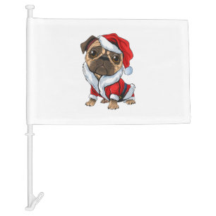 Cute Dog In Christmas Hat 1 Car Flag
