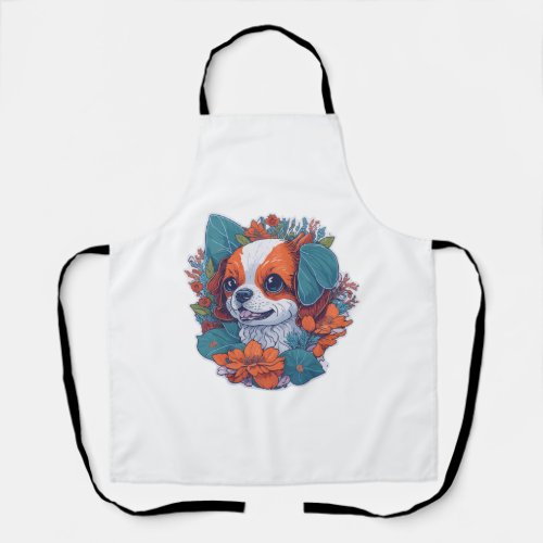 Cute Dog in Flowers  Flowers  Dog  Puppy  Floral   Apron