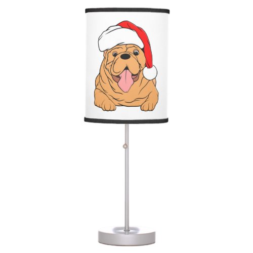 Cute dog in Santa hat  3 Table Lamp