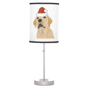 Cute dog in santa hat  7 table lamp