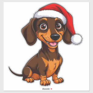 Cute Dog in Santa Hat Spreading Christmas Sticker