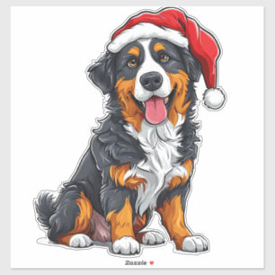 Cute Dog in Santa Hat Spreading Christmas Sticker
