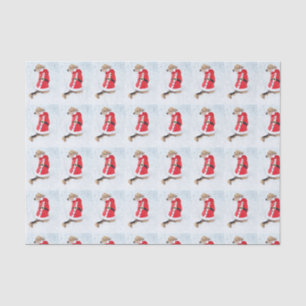 Cute Dog In Snow Wearing Red Santa Suit Christmas Tissue Paper