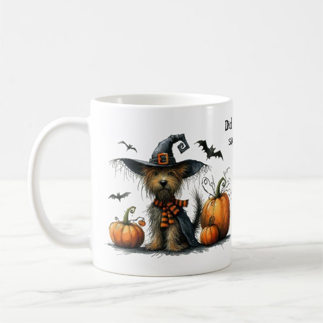 Cute Dog in Witch's Hat Did Someone Say Treat?   Coffee Mug (Left)