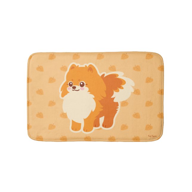Cute Dog Kawaii Pomeranian Bathroom Mat (Front)