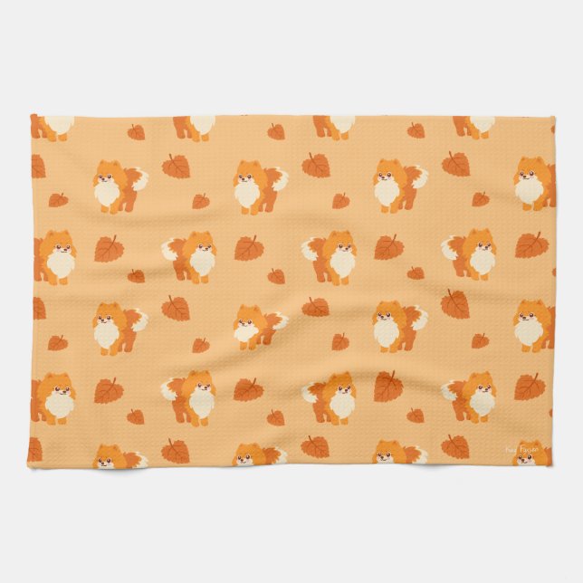 Cute Dog Kawaii Pomeranian Kitchen Towel (Horizontal)