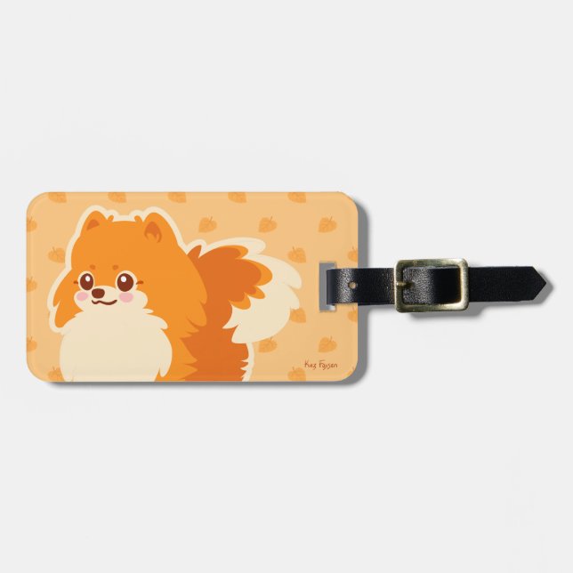 Cute Dog Kawaii Pomeranian Luggage Tag (Front Horizontal)