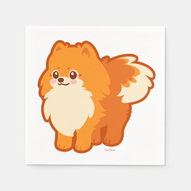 Cute Dog Kawaii Pomeranian Paper Napkins (Front)