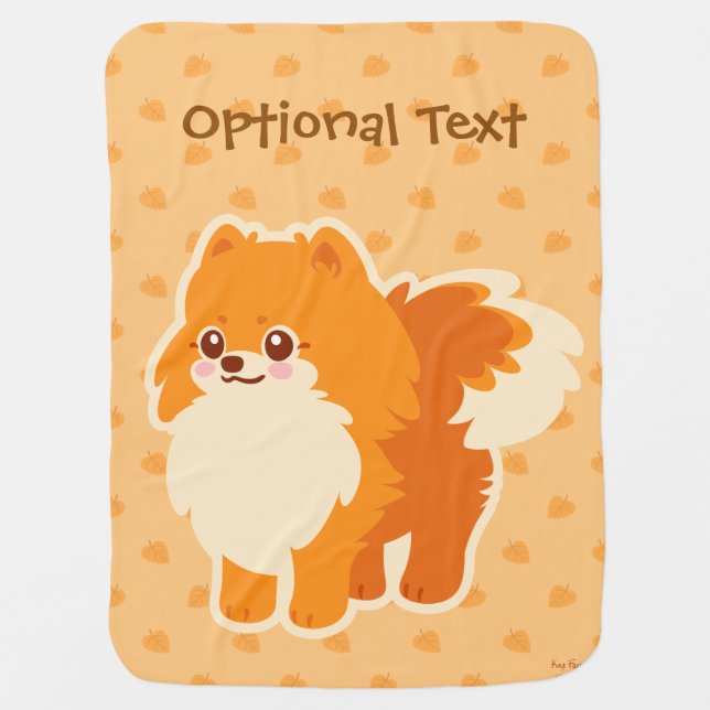 Cute Dog Kawaii Pomeranian Receiving Blanket (Front)