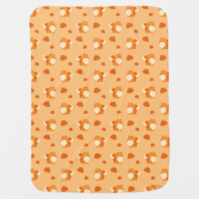 Cute Dog Kawaii Pomeranian Receiving Blanket (Front)