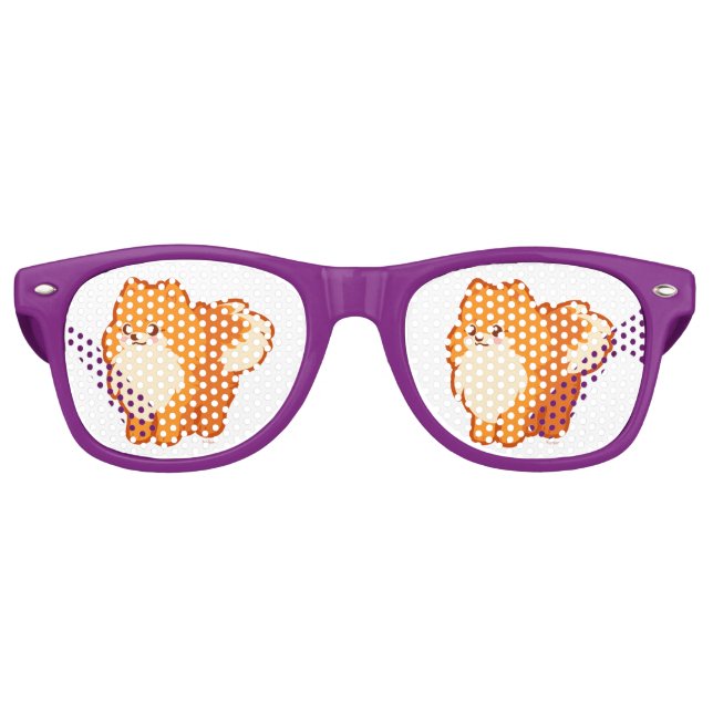 Cute Dog Kawaii Pomeranian Retro Sunglasses (Front)