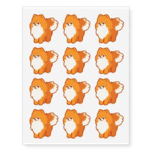 Cute Dog Kawaii Pomeranian Temporary Tattoos
