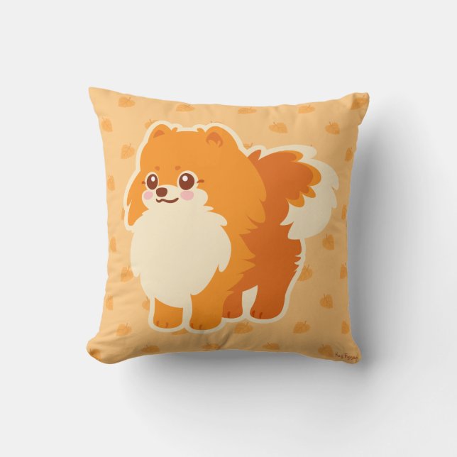 Cute Dog Kawaii Pomeranian Throw Pillow (Front)