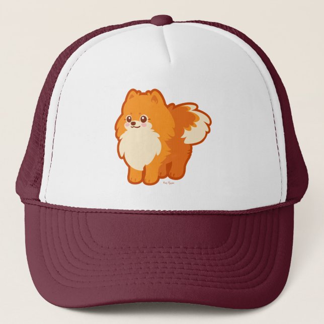 Cute Dog Kawaii Pomeranian Trucker Hat (Front)