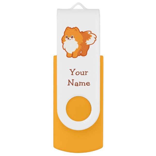 Cute Dog Kawaii Pomeranian USB Flash Drive (Front Vertical)