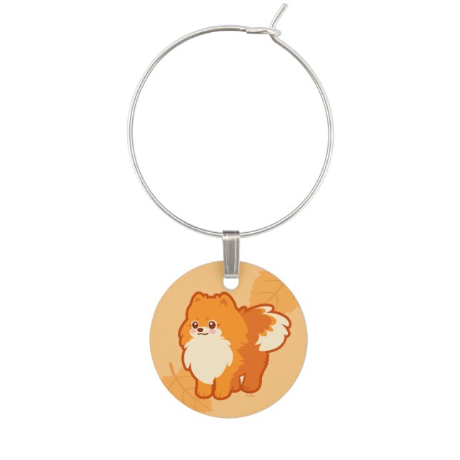 Cute Dog Kawaii Pomeranian Wine Charm (Front)