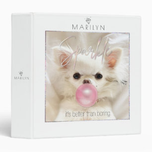 Cute Dog Keepsake   Sparkle The Tiny Chi 3 Ring Binder