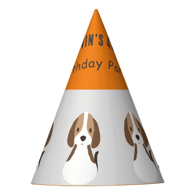 Cute dog kids modern custom name party hat (Front)